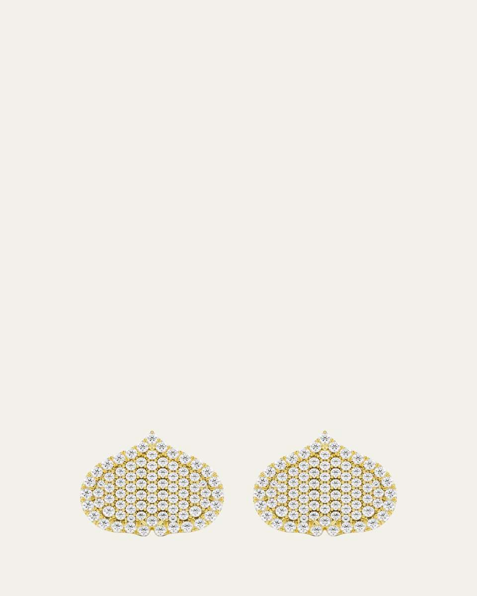 Eye Adore Stud Earrings in Gold and White Diamonds, 15mm